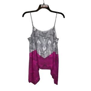 Vince Camuto Women's Size XL Blouse Spaghetti Straps‎ Lined Black White Pink